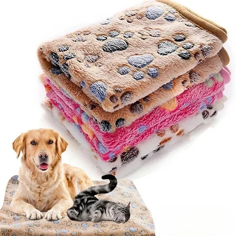 S-L Thin Pet Blanket Winter Dog Bed Mat Foot Print Warm Sleeping Hamster Rabbit Beds Coral Fleece Dog Blanket Bed Warm Cat Beds