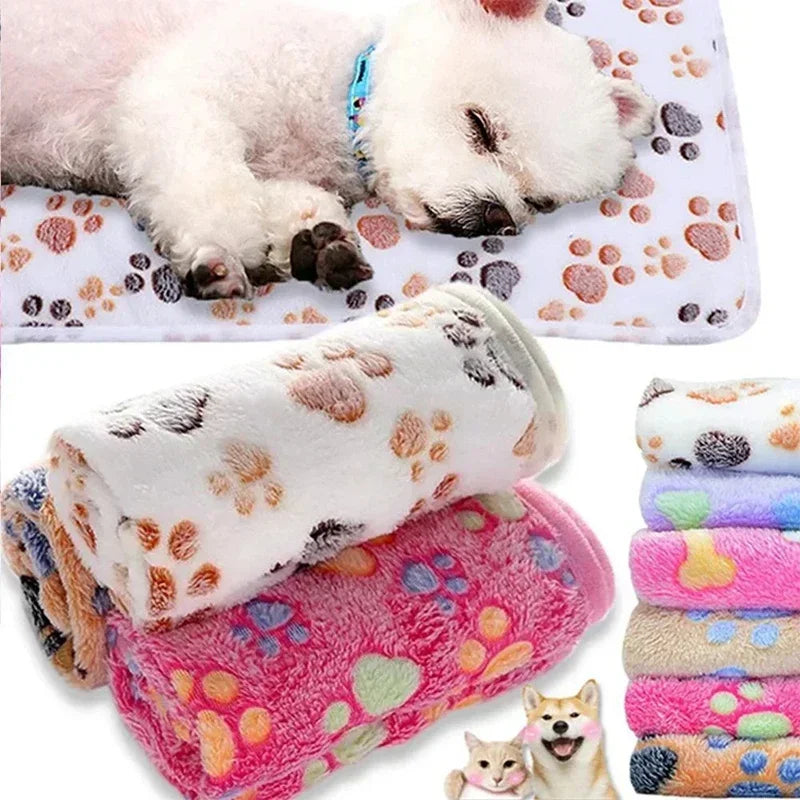 S-L Thin Pet Blanket Winter Dog Bed Mat Foot Print Warm Sleeping Hamster Rabbit Beds Coral Fleece Dog Blanket Bed Warm Cat Beds