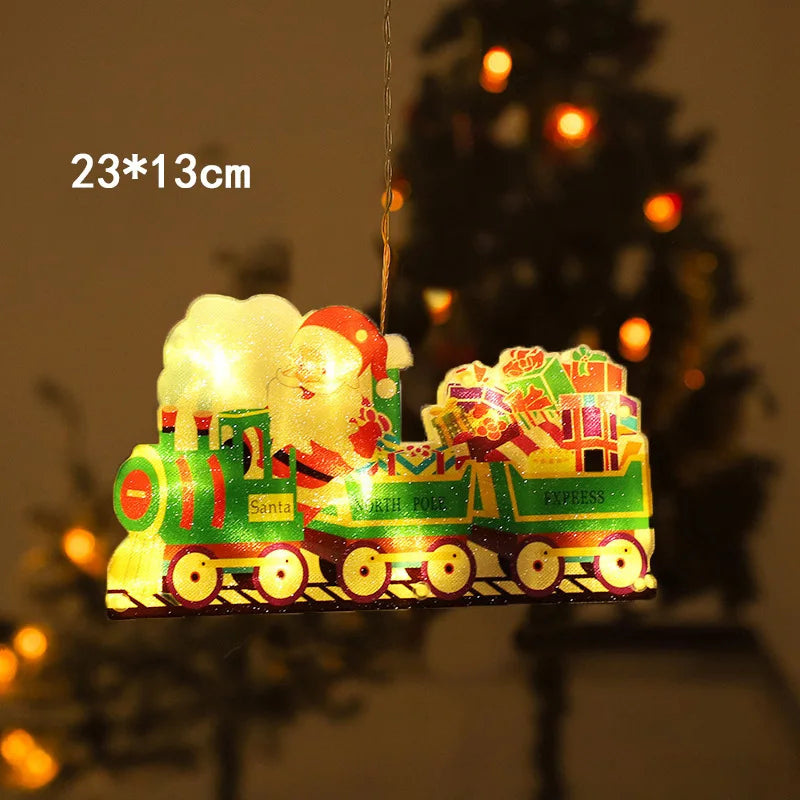 Santa Claus Led Lights, Curtains,Store Window Hanging Suction Cup Lamps,Holiday Party Decorations,Christmas Tree Lights