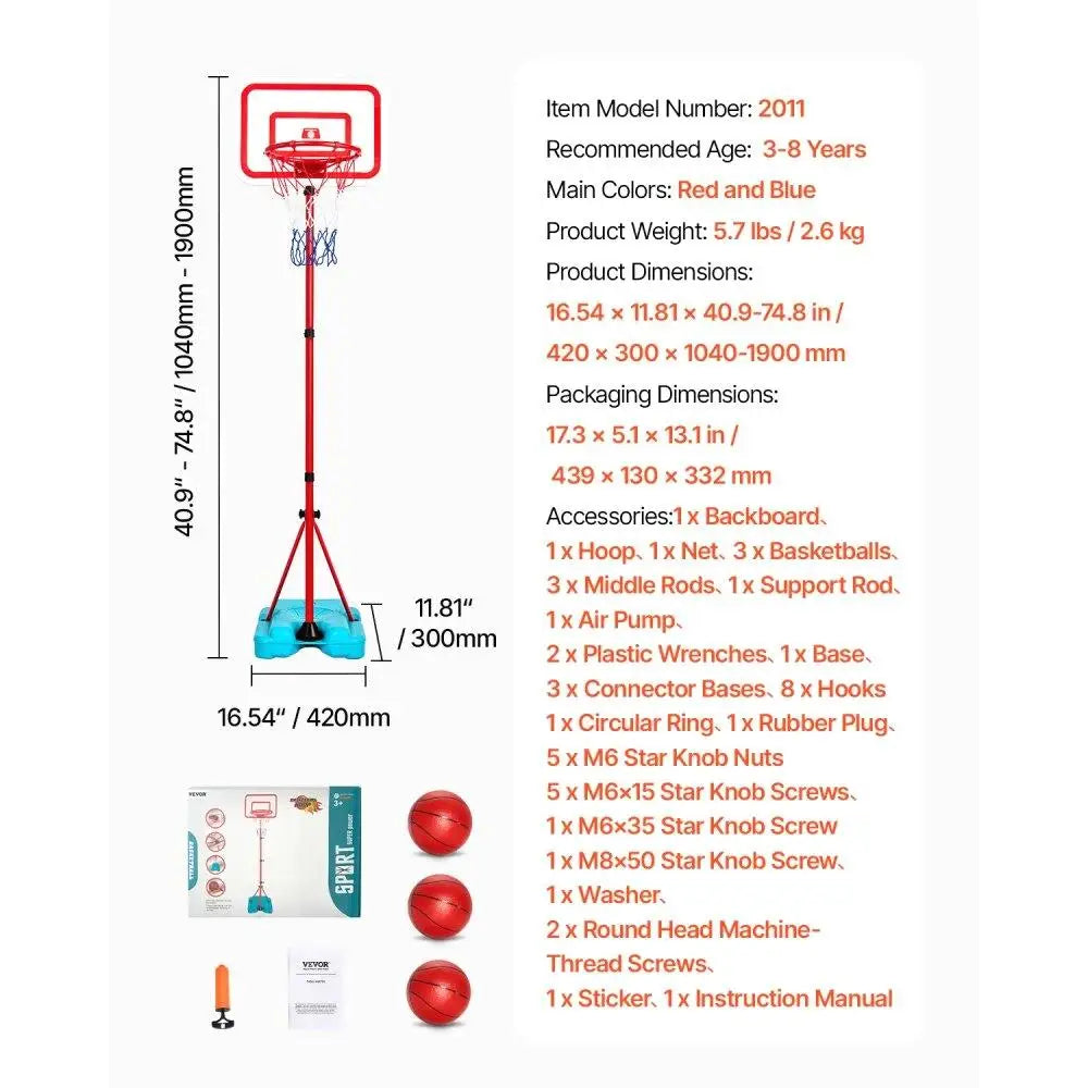 Adjustable Kids Basketball Hoop Portable Outdoor Court for Easy Assembly and Durable Play