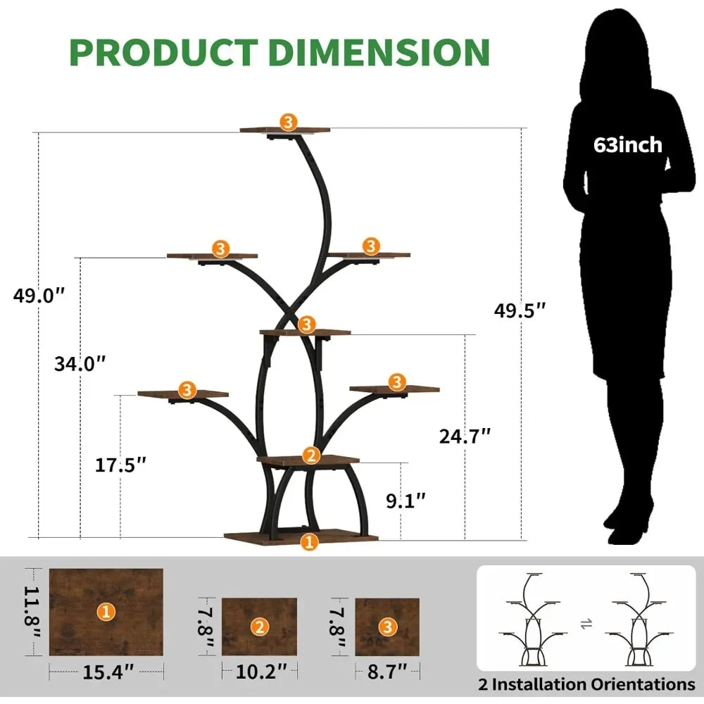 Plant Stand Indoor with Grow Lights, 6Tiered Plants Shelf Indoor,50"Corner Plants Stands for Indoor Plants, Lighted Plant Holder
