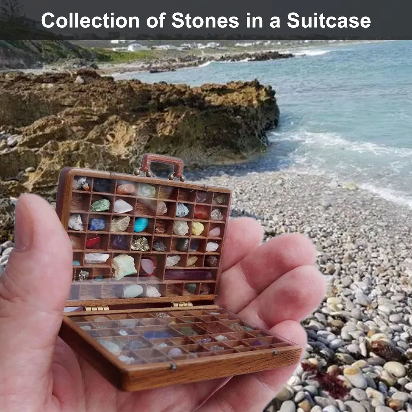 Stone Collection Suitcase Rock Collection Box for Kids Rock and Mineral Kit Gemstones and Crystals 33 Pcs Rock & Mineral Collect