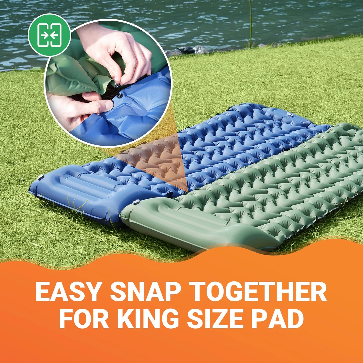 KingCamp Self Inflating Sleeping Pad, Ultralight Inflatable Sleeping Mat With Pillow Built-in Foot Pump For Hiking, Traveling