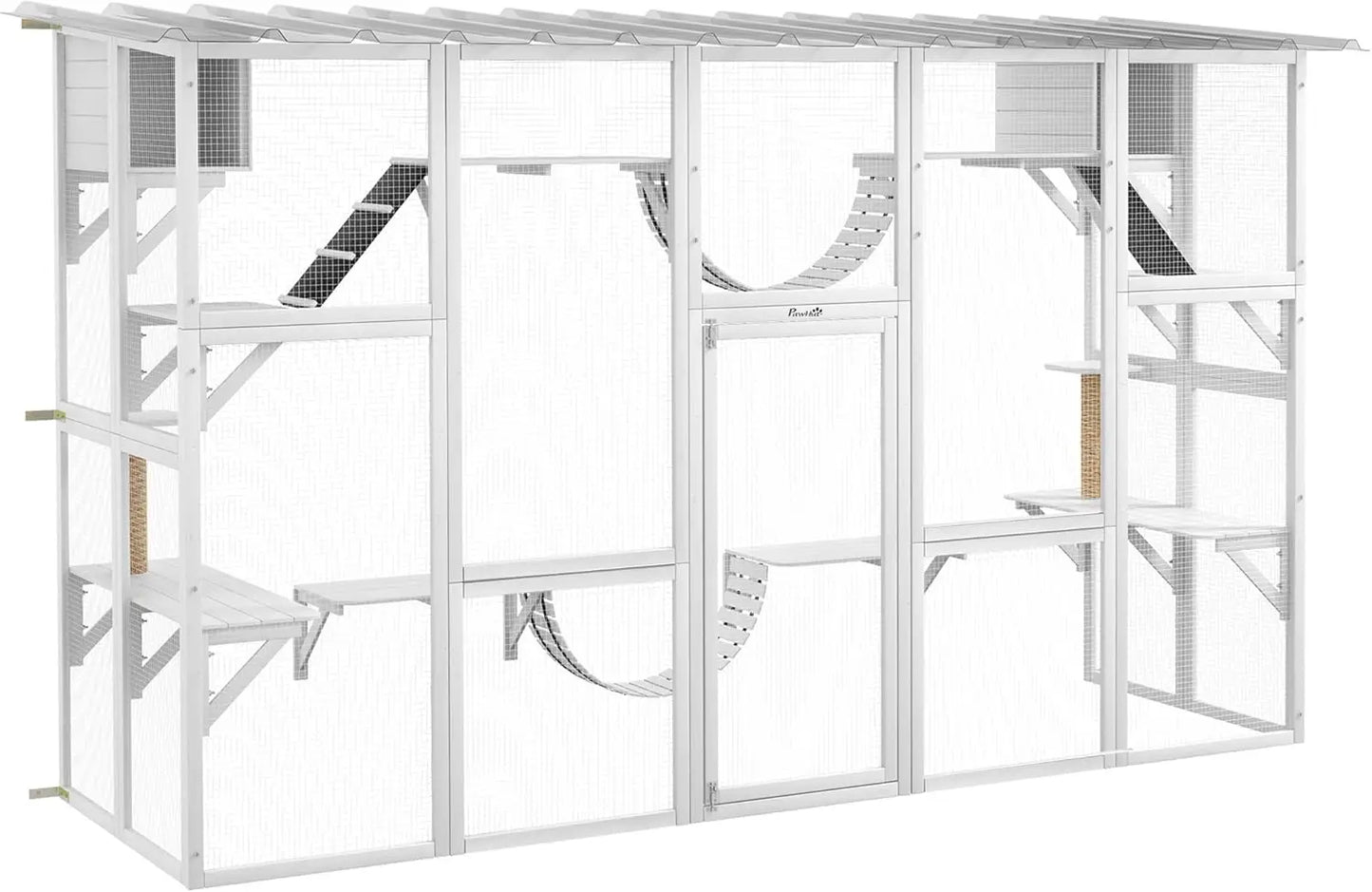Cat Cage, Catio Playground Cat Window Box Outside Enclosure, Outdoor Cat House with Weather Protection Roof for Multiple