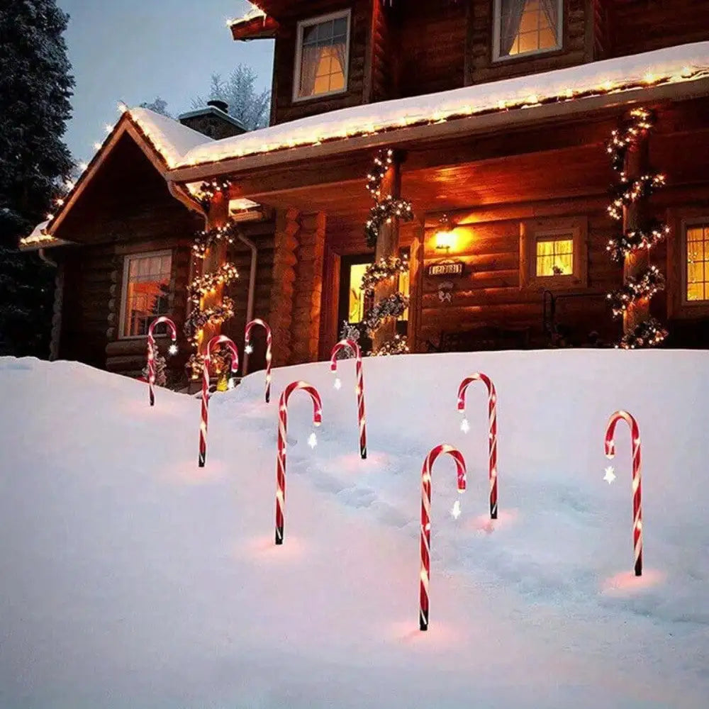 12 Pieces of Candy Cane Lights, 21 Inch Solar Christmas Decoration Outdoor, Candy Cane Path Lights