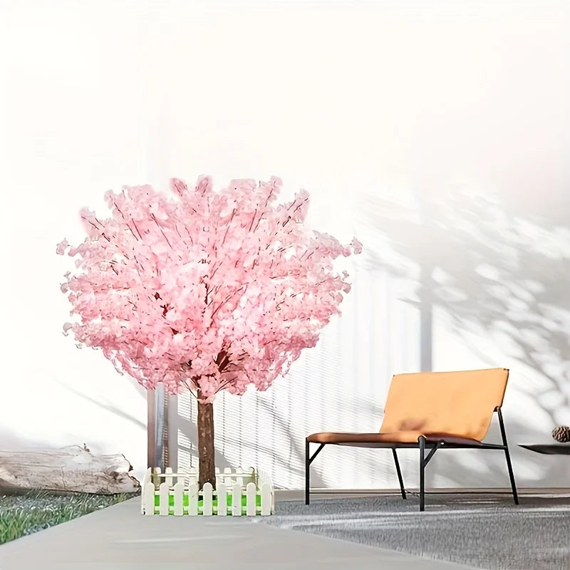Artificial Cherry Trees Indoor Decor: Handmade Natural Fake Cherry Blossom Pink Tree Outdoor For Party Wedding Christmas