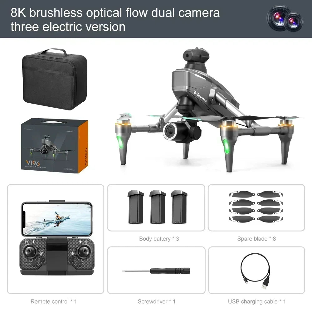 2024 V196 Original GPS Dron 5G Professional 8K HD Aerial Photography Dual-Camera Omnidirectional Obstacle Avoidance Drone Gift