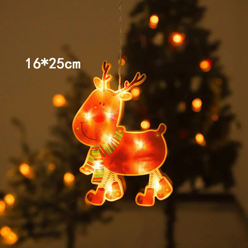 Santa Claus Led Lights, Curtains,Store Window Hanging Suction Cup Lamps,Holiday Party Decorations,Christmas Tree Lights