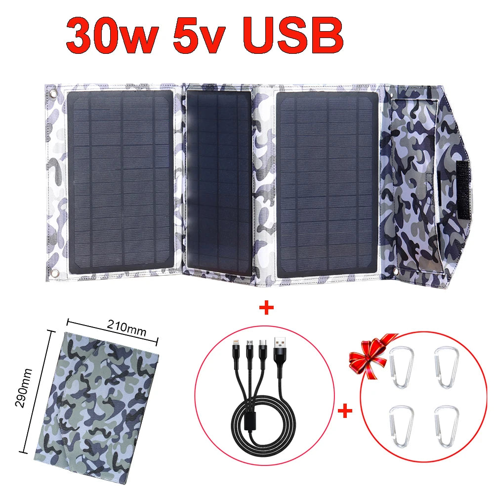 30w solar panel foldable 5v usb power portable solar mobile phone charger power bank camping hiking backpack outdoor DHL ship