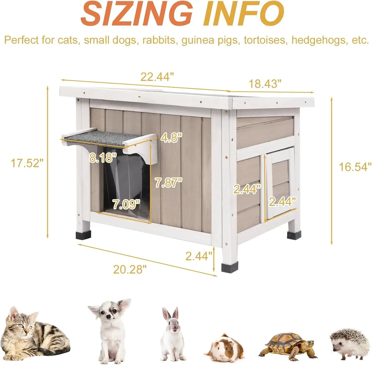 Petscosset Insulated Cat House, Outdoor Small Feral Cat Shelter for Winter with Escape Door