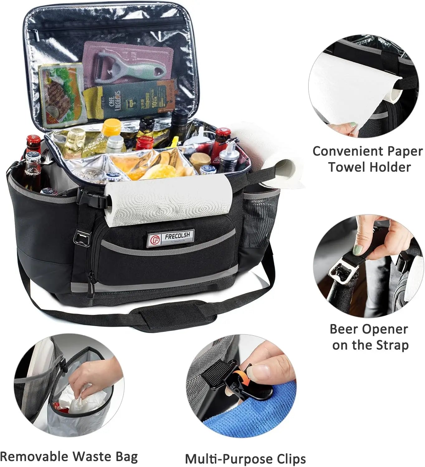 Large Grill Caddy With Lid With Adjustable Dividers, Bbq Outdoor Organizer Bag, Picnic Camping Utensil Caddy, Tailgating