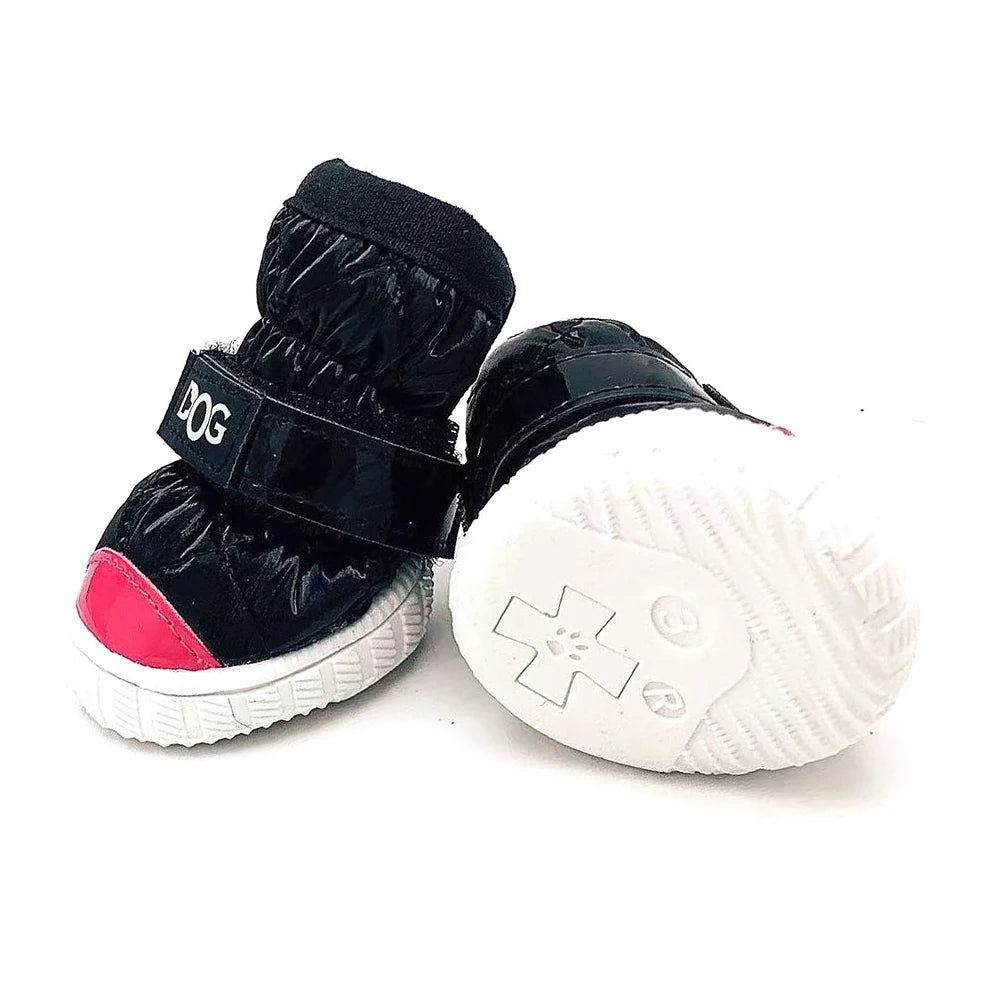 Snow Boots for Dogs Waterproof Thicken Fleece Lining 4PCS Winter Dog Shoes for Small Dog Soft Rubber Sole Anti-Slip Pet Booties