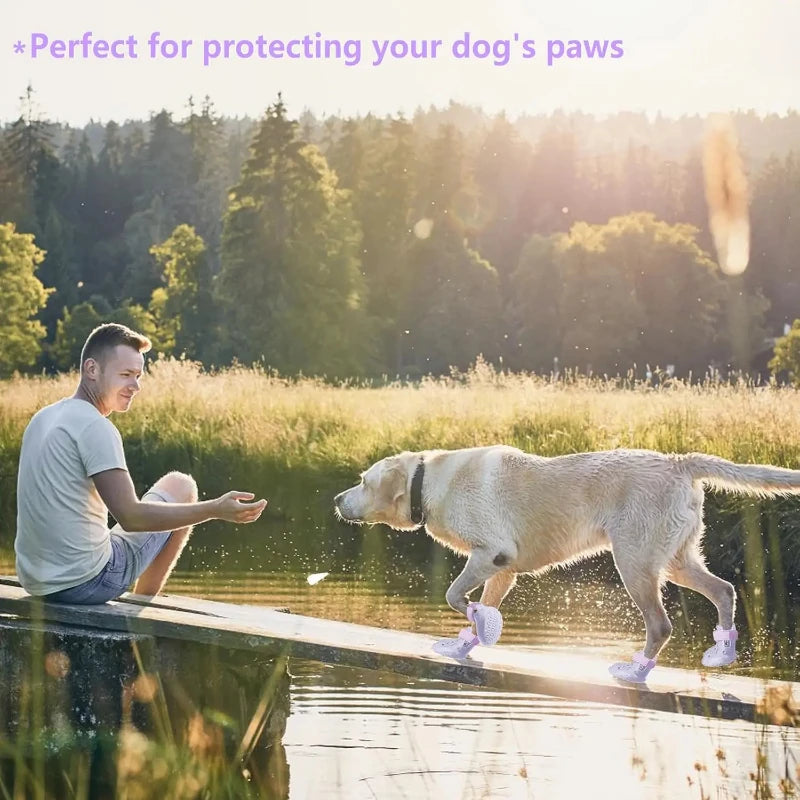 Reflective Strip Design Dog Shoes Animal Sandals for Hot Pavement Outdoor Dog Boot Non-Slip Waterproof Dog Booties EVA Pet Shoes