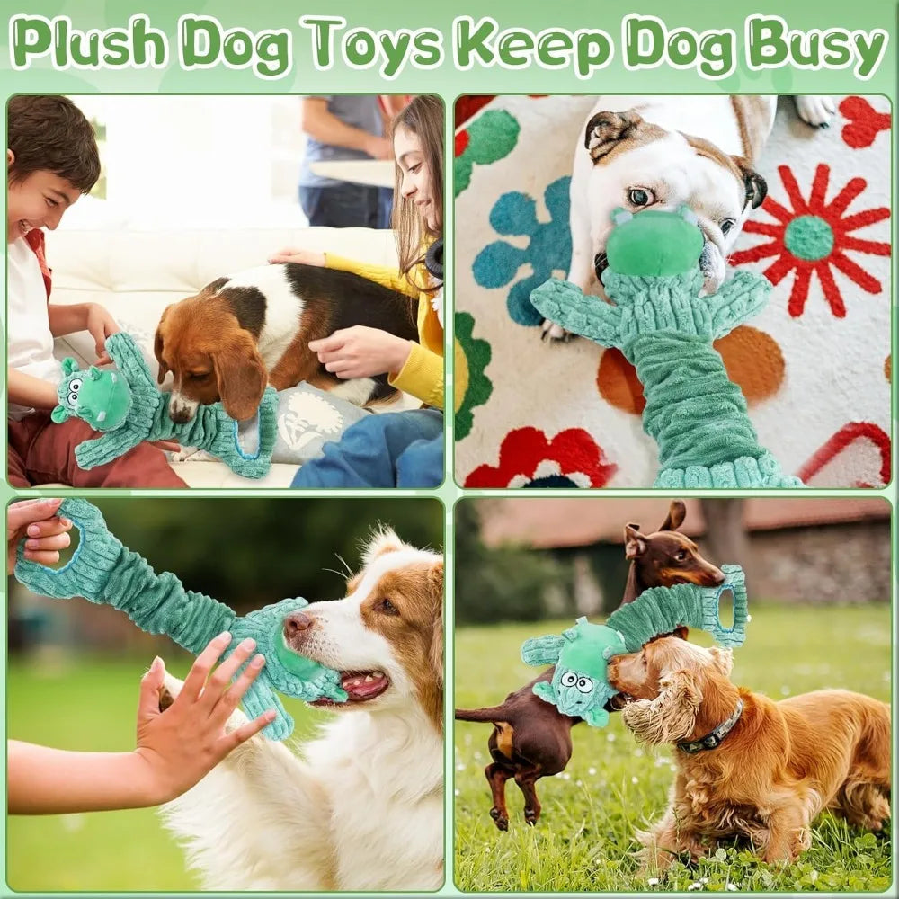 Dog Toy for Aggressive Chewers:Large Plush Dog Toys with Squeaker to Keep Them Busy