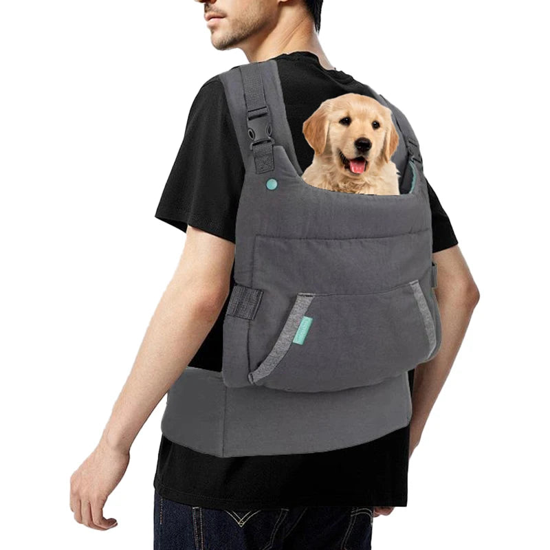 Ergonomic pet carrier for dogs and cats, fashion designer front pack carrier for dogs
