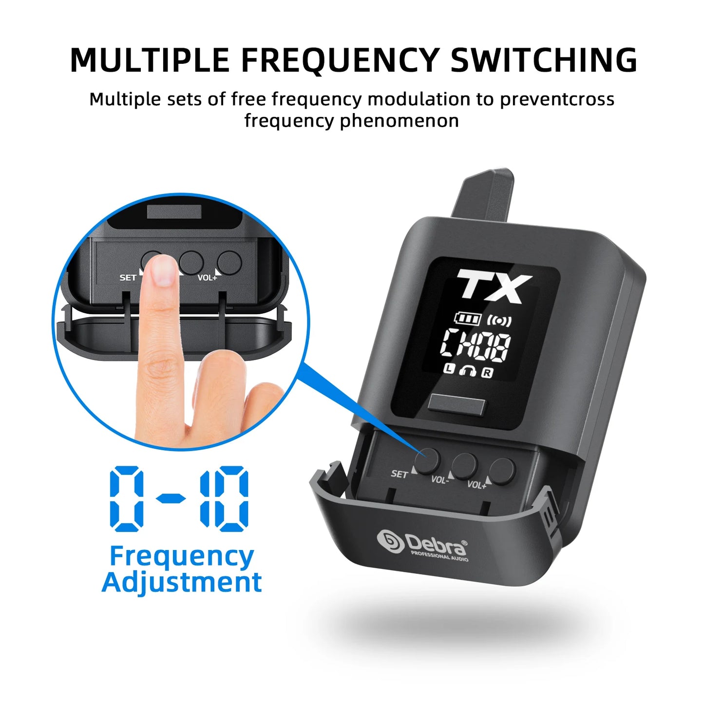 Debra New ST-MINI Stereo Wireless In-Ear Monitor System, 2.4G Digital Signal Transmission, for Live Broadcast, Stage Performance
