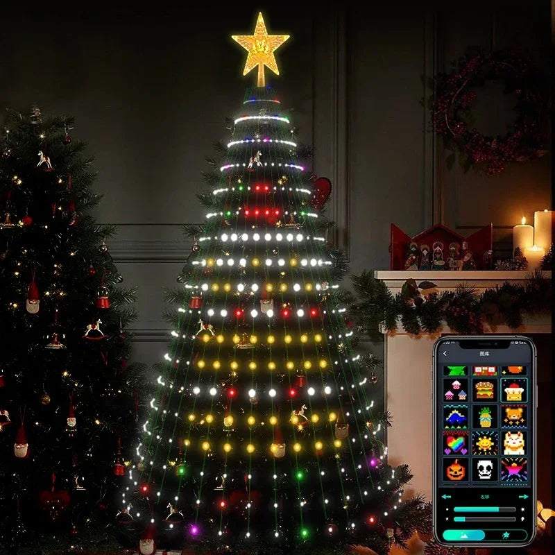 2.1M LED Christmas Tree Light Multi-color Animated Light Show with 400LED Remote Control and Application To Control Music