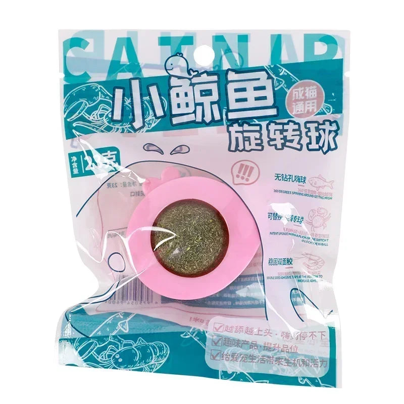 Licking Treats Supplies Ball Catnip Ball Pet Wall Spherical Cat Ball Kitten Wall Cleaning Rotatable Catnip Licking Toy Teeth