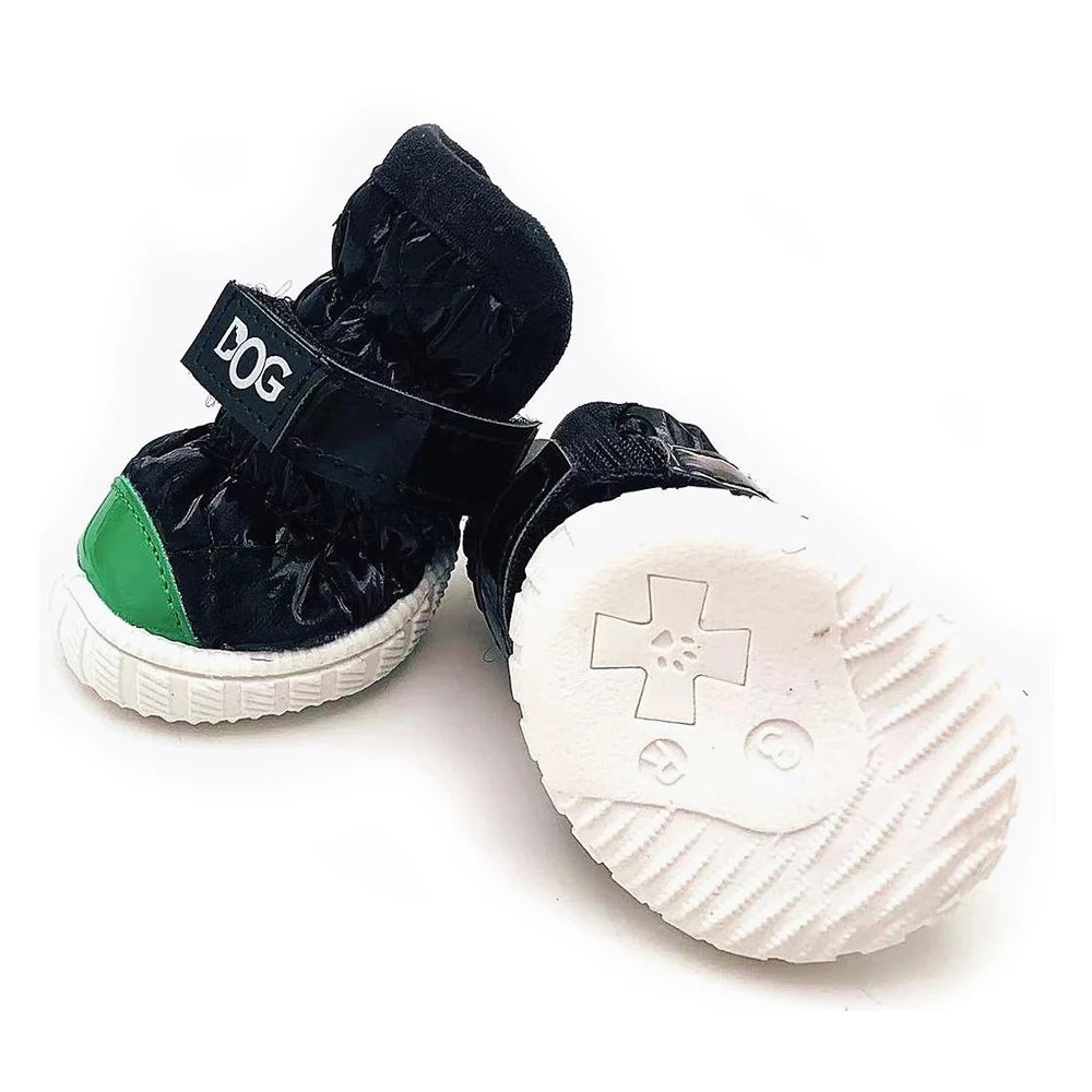 Snow Boots for Dogs Waterproof Thicken Fleece Lining 4PCS Winter Dog Shoes for Small Dog Soft Rubber Sole Anti-Slip Pet Booties