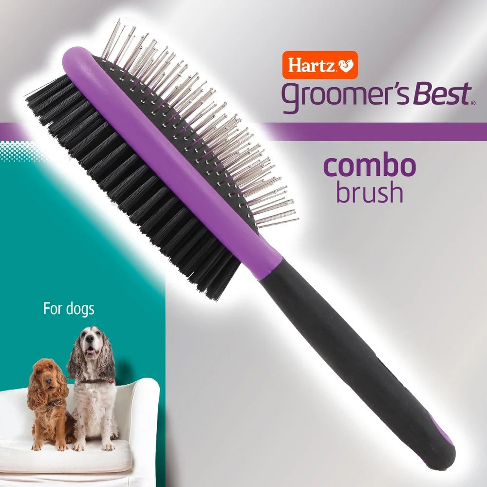 Double-Sided Dog Grooming Brush with Ergonomic Handle De-Shedding Detangling and Coat Care Professional Groomer Tool