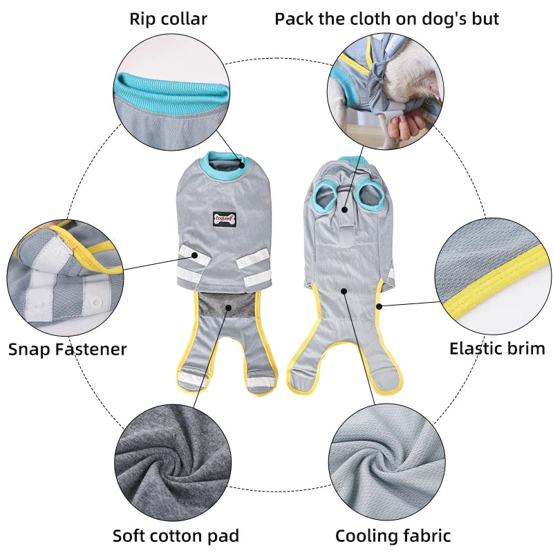 Dog Recovery Suit Cool Breathable Wound Surgical Clothes Dogs Anti-Licking Pet Onesies Vest Post Surgery Dog Sterilization Suit