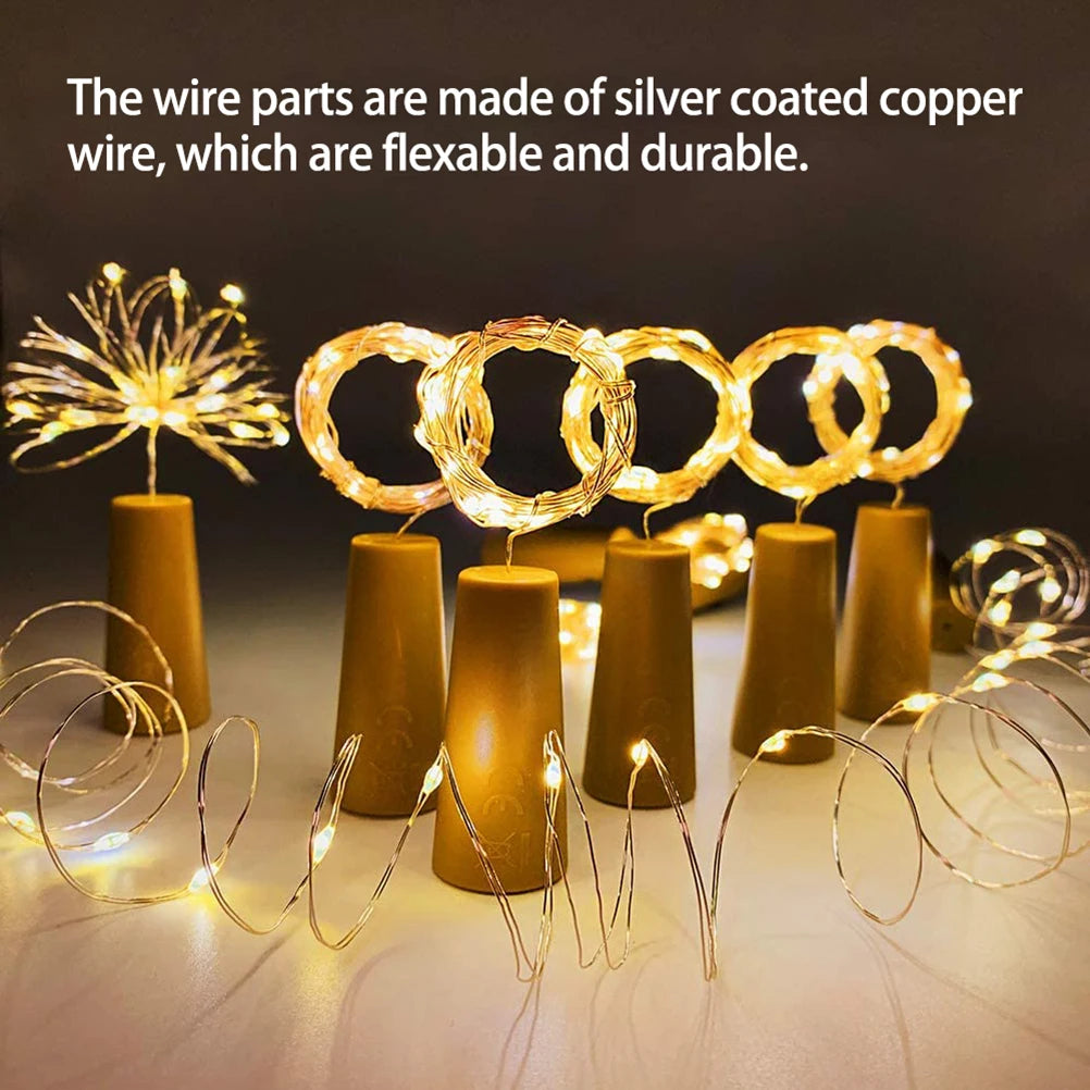 ZK30 6pcs LED 2M outdoor waterproof color 20 LED light string wine bottle decorative light wedding Christmas garden decoration