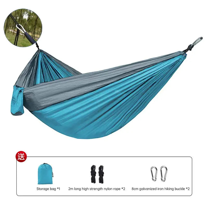 Portable Outdoor Camping Hammock 1-2 Person Go Swing Hanging Bed Ultralight Tourist Sleeping Hammock Canvas Material