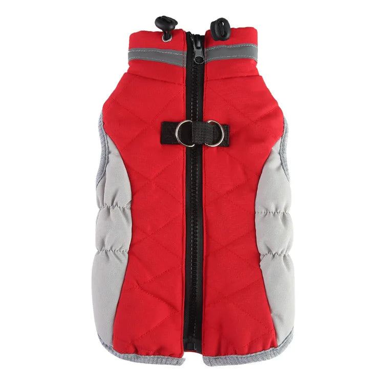 Pet Cotton Clothes 2022 New Winter Dog Clothes Patchwork Zipper Jacket Warm Thickened Polyester Fabric Pet Towing Clothes DZ259