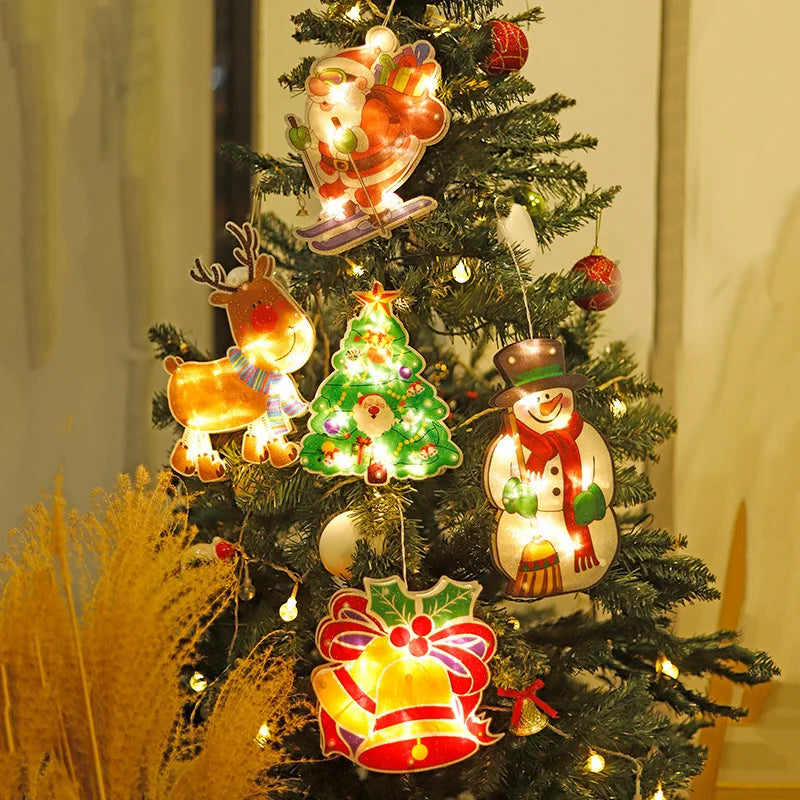 Santa Claus Led Lights, Curtains,Store Window Hanging Suction Cup Lamps,Holiday Party Decorations,Christmas Tree Lights