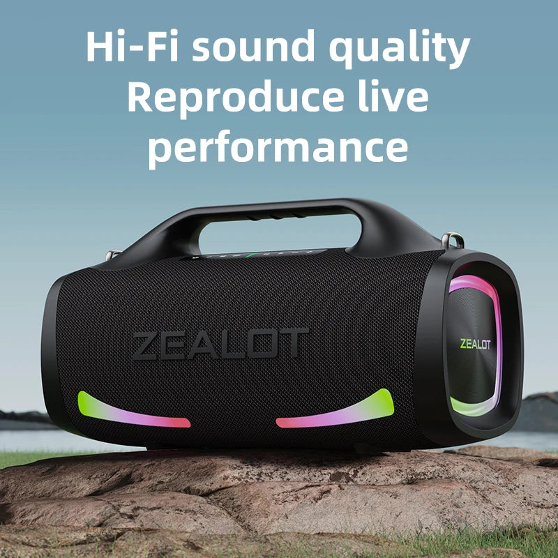 ZEALOT-S79 100W Loud Bluetooth Speaker with Stereo Sound, Built-in Power Bank, IPX6 Waterproof, for Party,Camping