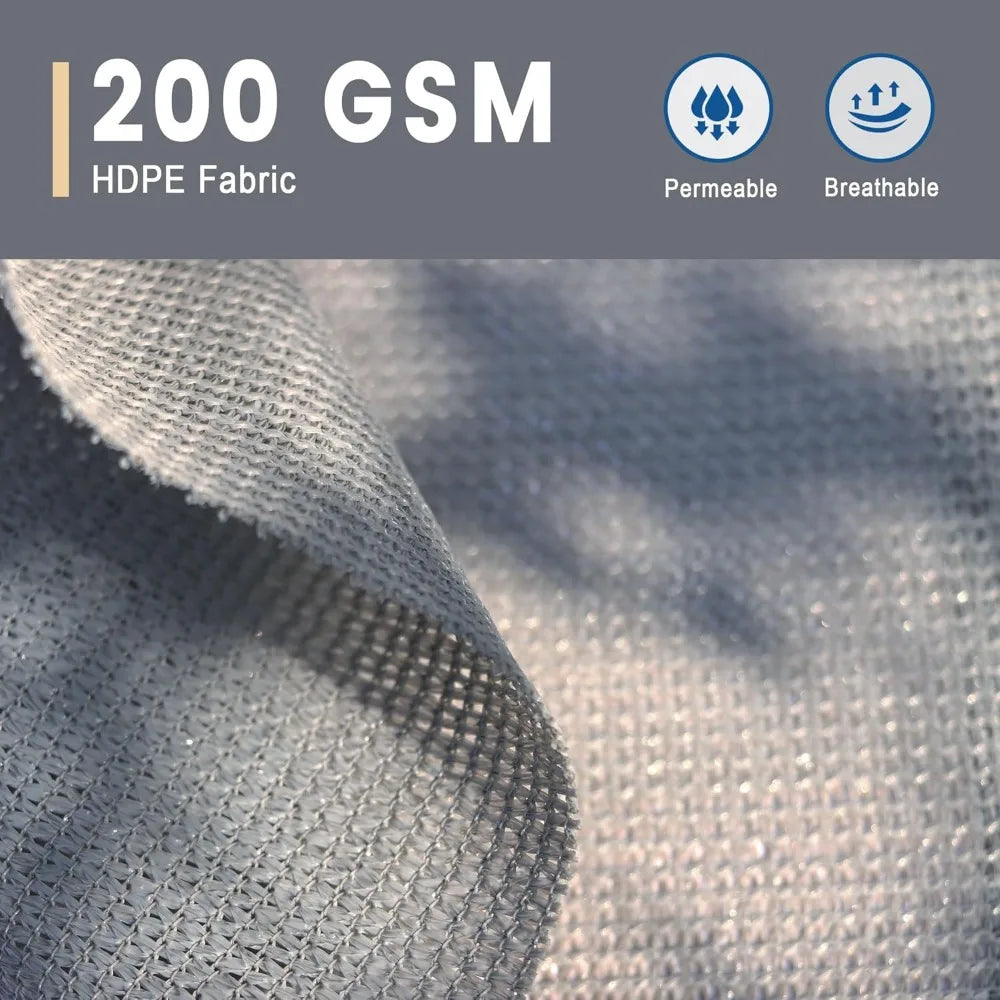 20X20 FT Shade Fabric Sun Shade Cloth, Outdoor Shade Cover Privacy Screen with Grommets & D-Ring for Patio Garden Pergola, Grey
