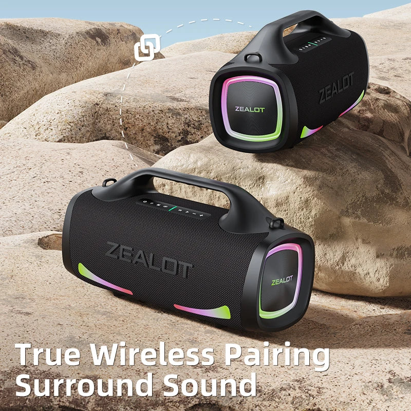 ZEALOT-S79 100W Loud Bluetooth Speaker with Stereo Sound, Built-in Power Bank, IPX6 Waterproof, for Party,Camping