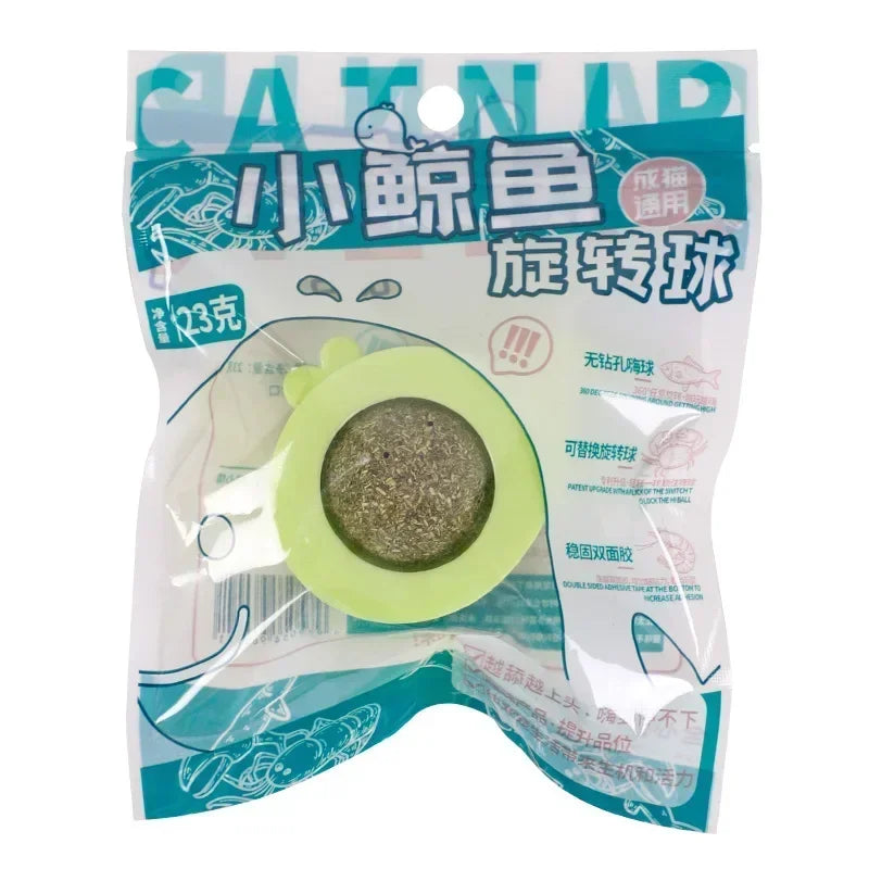 Licking Treats Supplies Ball Catnip Ball Pet Wall Spherical Cat Ball Kitten Wall Cleaning Rotatable Catnip Licking Toy Teeth