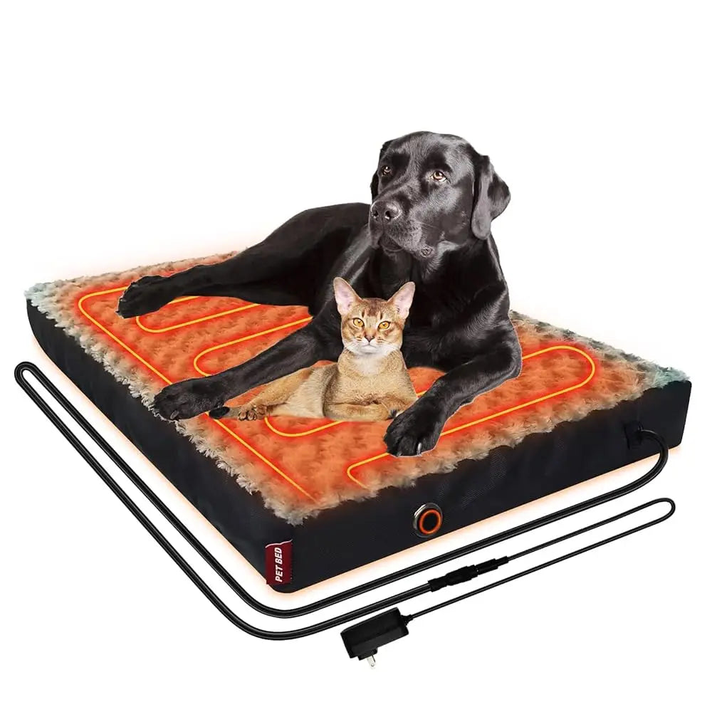Upgraded Heated Dog Bed, 24V Safe Voltage Arthritis Orthopedic Dog Bed With Memory Foam, Heated Pet Bed With Waterproof Cover