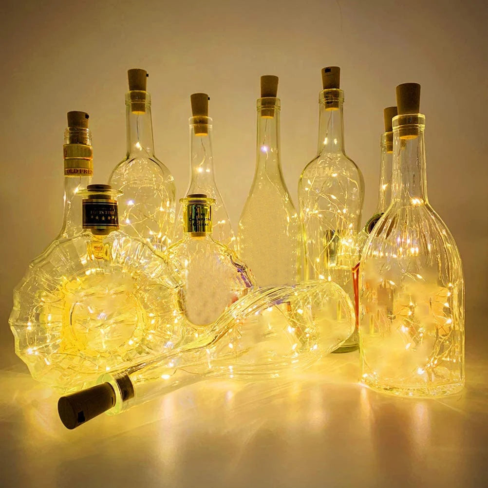 ZK30 6pcs LED 2M outdoor waterproof color 20 LED light string wine bottle decorative light wedding Christmas garden decoration