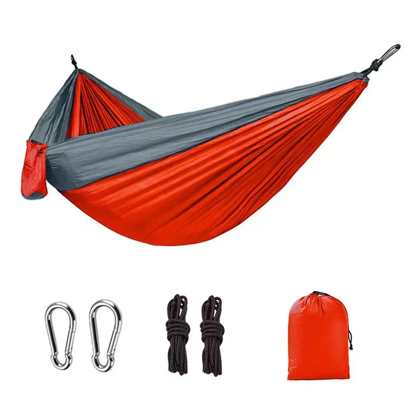 Portable Outdoor Camping Hammock 1-2 Person Go Swing Hanging Bed Ultralight Tourist Sleeping Hammock Canvas Material