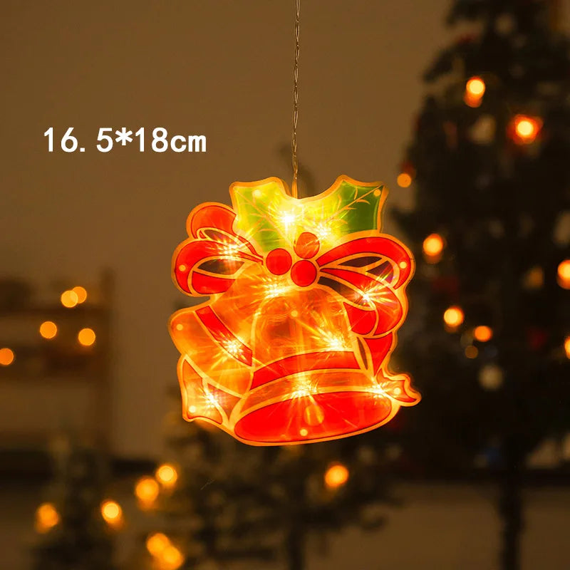 Santa Claus Led Lights, Curtains,Store Window Hanging Suction Cup Lamps,Holiday Party Decorations,Christmas Tree Lights