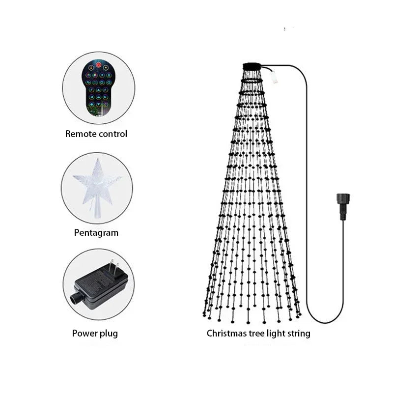 2.1M LED Christmas Tree Light Multi-color Animated Light Show with 400LED Remote Control and Application To Control Music