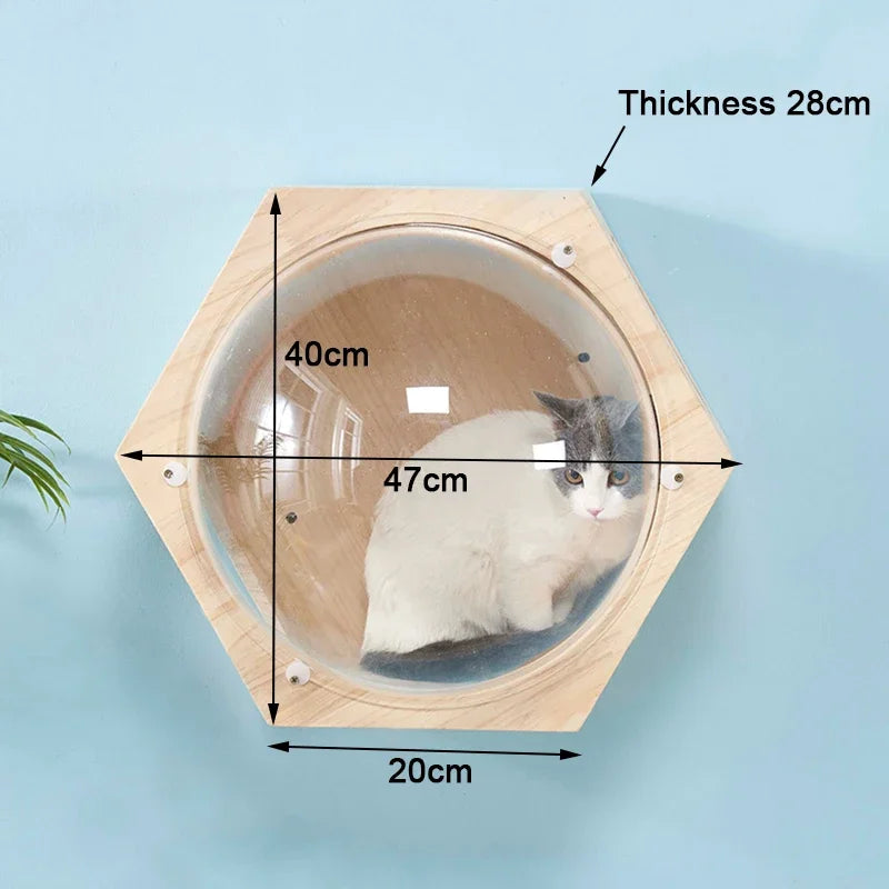 Wall-mounted Wood Cat House Bed Cat Tree Tower Space Capsule Cat Climbing Frame Kitten Toy climbing ladder Pet Scratch Furniture