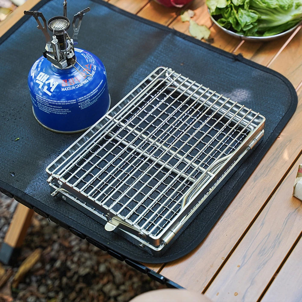 Stainless Steel Camping Pot Holder Portable Gas Stove Bracket Folding Camping Stove Stand with Storage Bag for Outdoor Travel