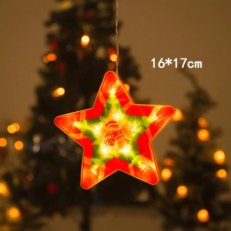 Santa Claus Led Lights, Curtains,Store Window Hanging Suction Cup Lamps,Holiday Party Decorations,Christmas Tree Lights