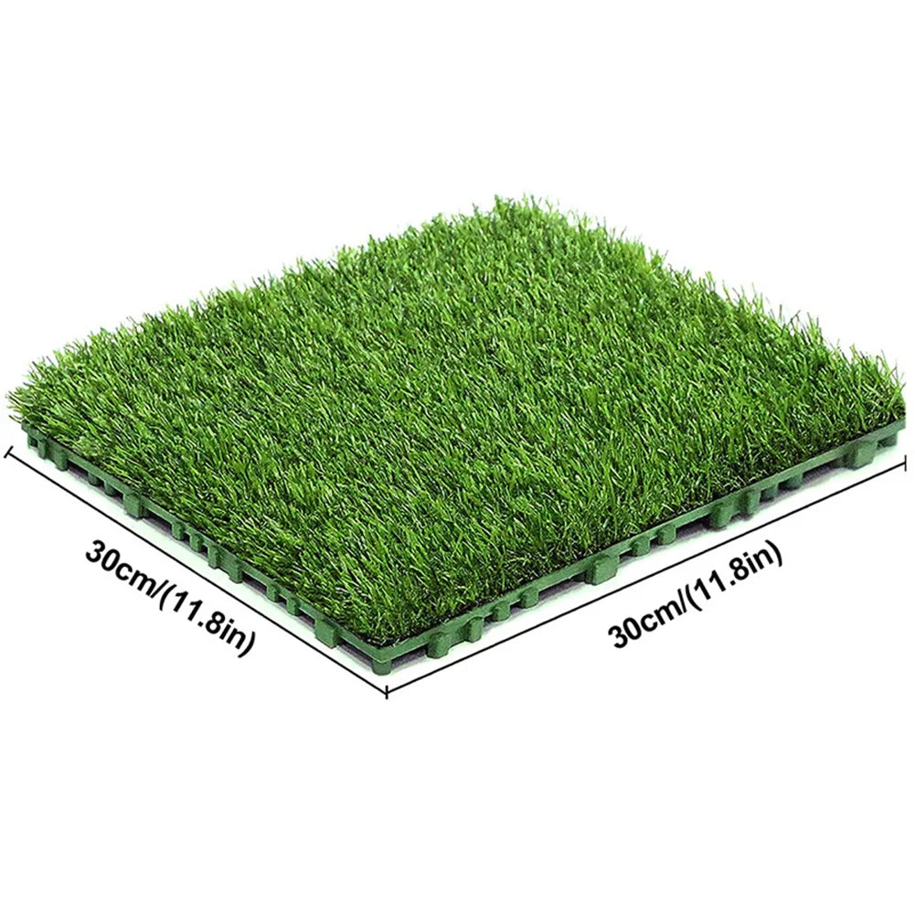 10 Pcs 12 Inchx12 Inch Square Artificial Grass Mat Interlocking Fake Grass Deck Turf Tiles Flooring Decor Pad for Indoor Outdoor