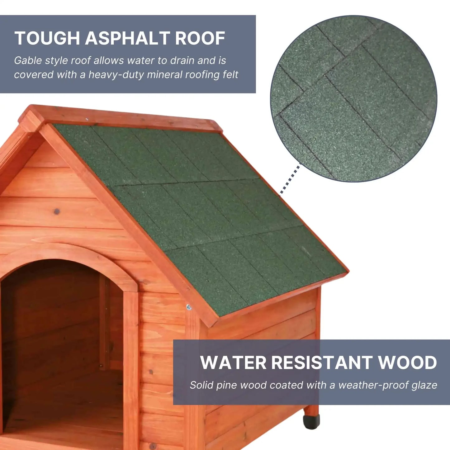 Cottage Weatherproof Outdoor Wooden Dog House Raised Floor for Small Dogs, Brown
