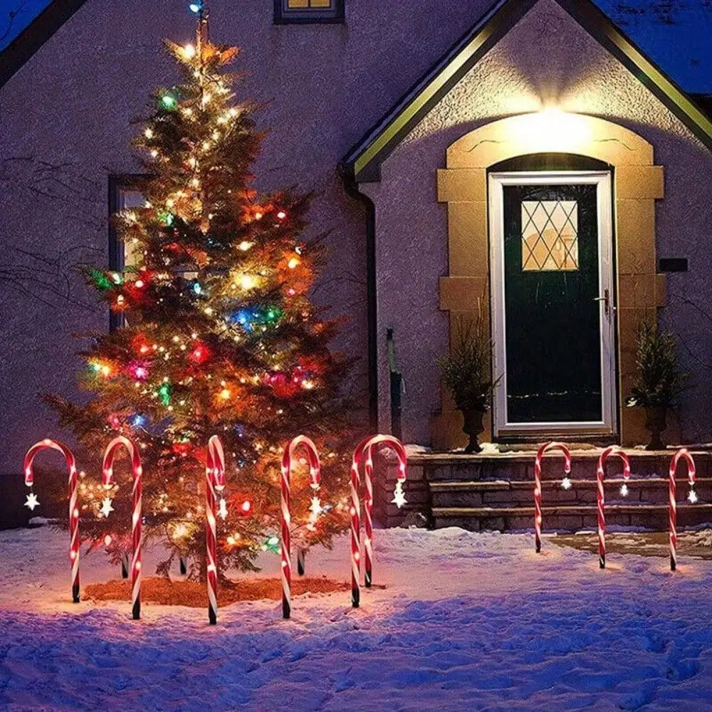 12 Pieces of Candy Cane Lights, 21 Inch Solar Christmas Decoration Outdoor, Candy Cane Path Lights