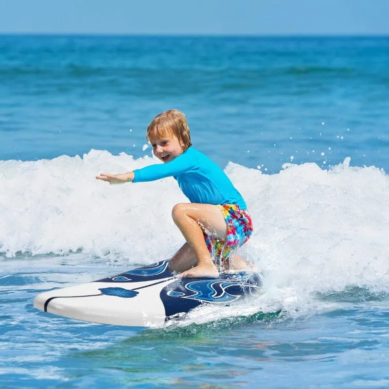 Giantex 6' Surfboard Surfing Surf Beach Ocean Body Foamier Board with Removable Fins, Great Beginner Board for Kids