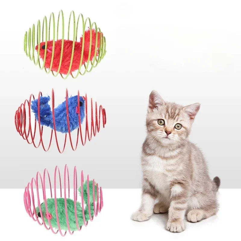 Cat Toy Balls Funny Stretchable Kitten Springs Toys Interactive Caged Rats Rolling Cat Balls