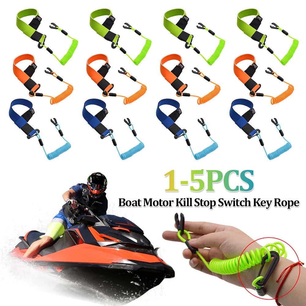 1-5PCS Jet Ski Safety Lanyard Adjustable Boat Motor Safety Tether Lanyard with Buckle Emergency Flameout Rope for YAMAHA Jet Ski