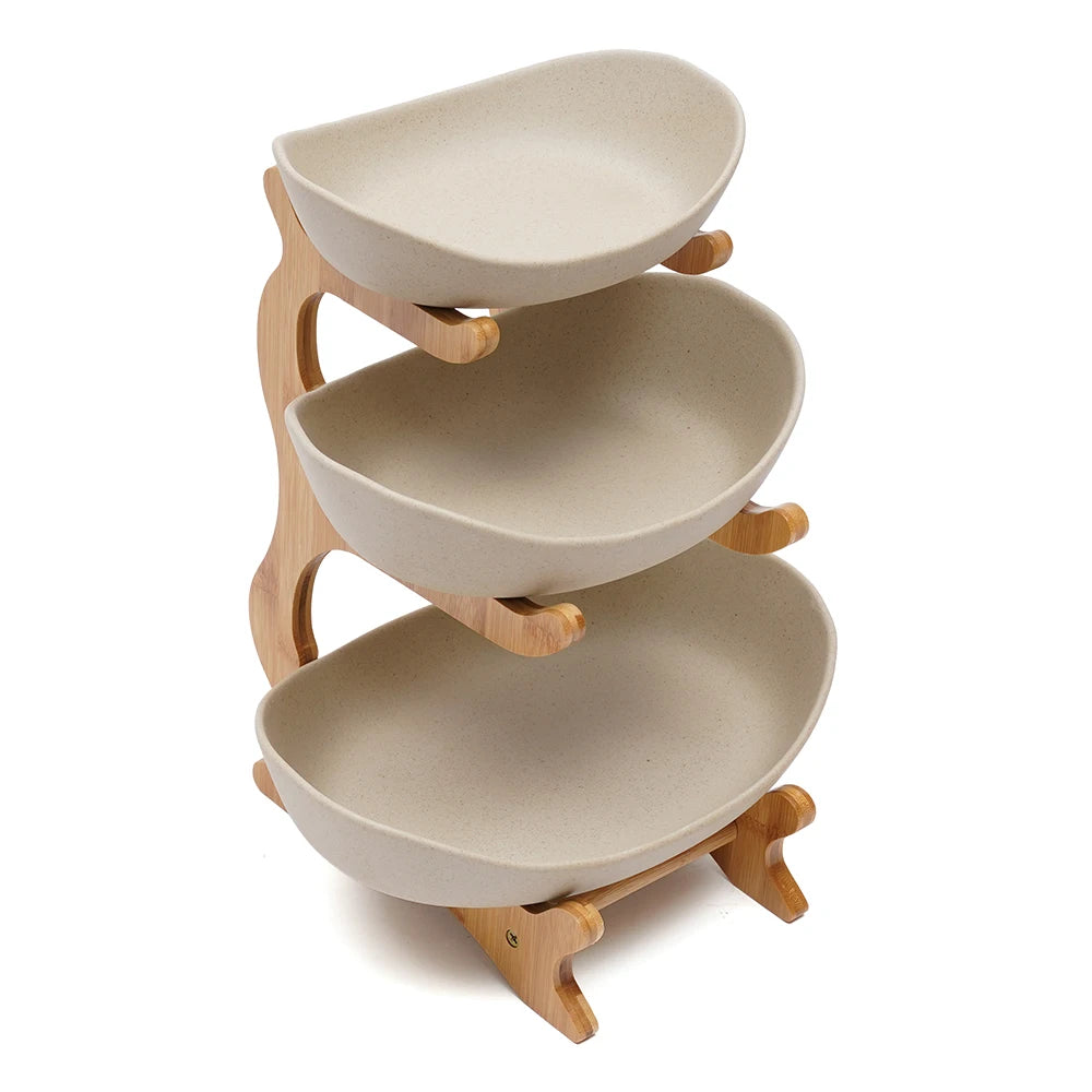 Three Layer Ceramic Fruit Plate Modern Style Bowls Fruit Vegetable Basket Holder For Home Living Room