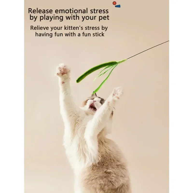 Cat and Dog Grass Chew Toy Teaser Stick Natural Bite Resistant Dental Teeth Cleaning Self Soothing Play Durable Pet Toys Cat Tea