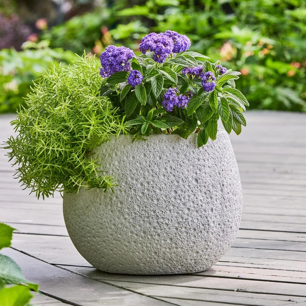 Resin Moon Planter 13in Weather Resistant Garden Decor Planter Flowers Herbs Succulents Outdoor Planter with Drainage Holes
